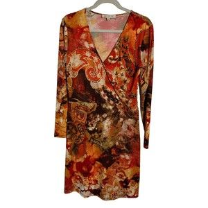 Jones New York Sport Women's Size M Knee Length Long Sleeve Faux Wrap Dress